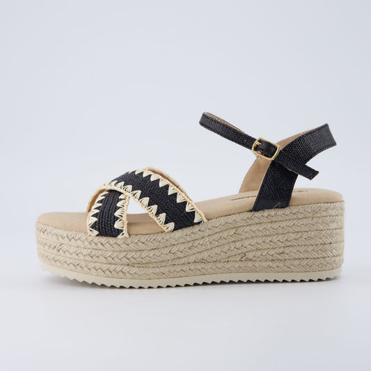 Cushionaire Ola Raffia Platform Sandals
