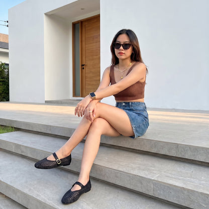 Cushionaire Monet Woven Mary Jane Flats