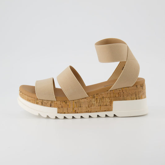 Cushionaire Naomi Stretch Cork Wedge Sandal