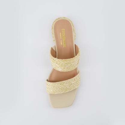 Cushionaire Niki Raffia Block Heel Sandals